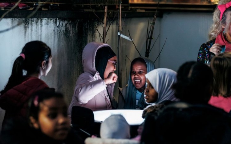 Children taking part in Winter Lights - our free community event for children and families in Barton Hill, Bristol..